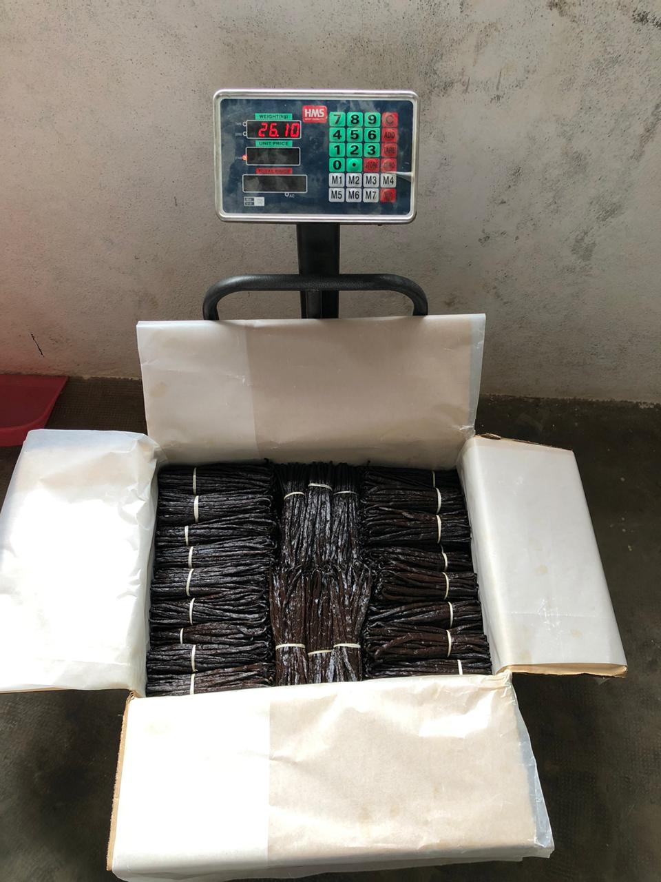 Full view of vanilla weighing station at export facility